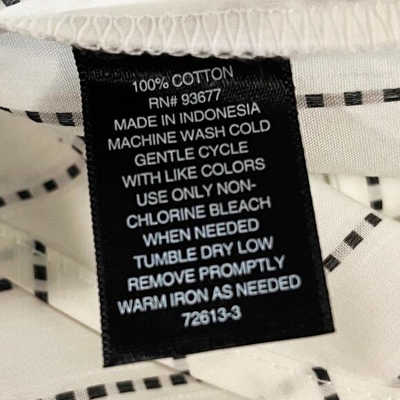 Worthington White Long Sleeve Black Dobby Stripe Button Down Blouse NWT Small - Picture 9 of 12